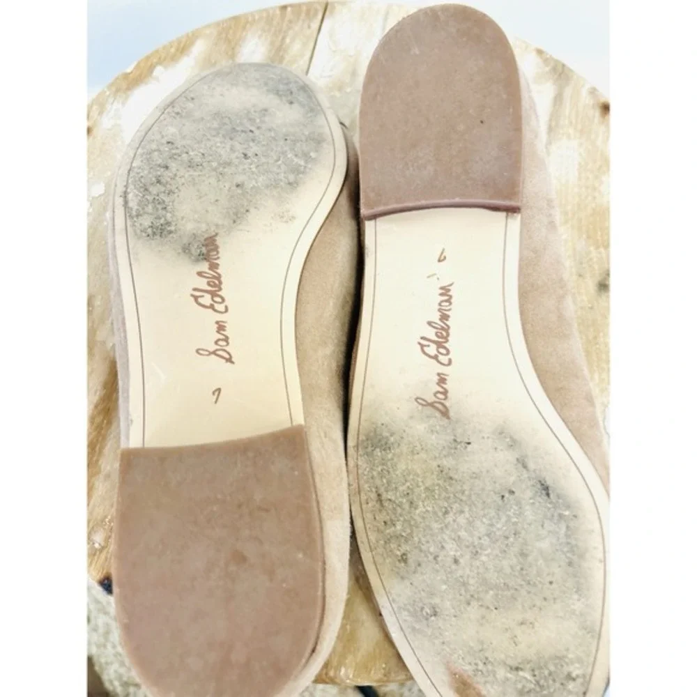 Sam Edelman | Mage Women's Gold Leather Bow Ballet Flats Size 7 |‎ CUTE! 💖✨️